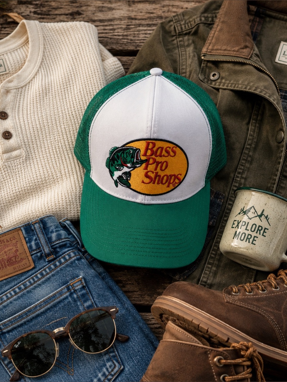 Bass Pro Shops Vintage Style Snapback Trucker Hat Embroidered Adult Unisex